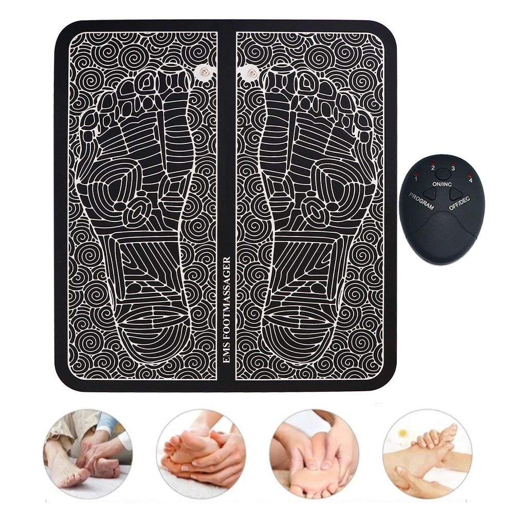 Electric Tens Foot Vibrator Cushion Blood Circulation Muscle Relax Pain Acupunctur Pad EMS Foot Massager Mat Foot Health Care