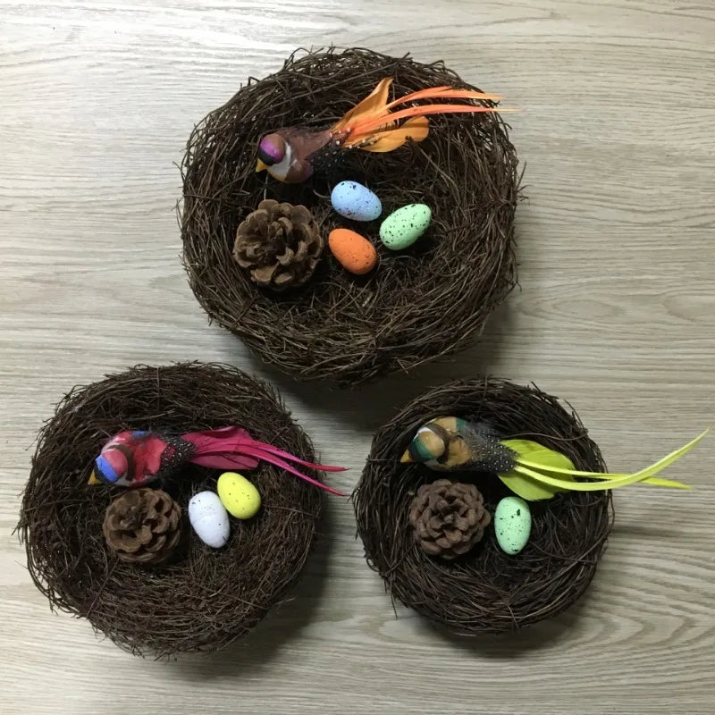 Easter Toad Vine Weaving Bird's Nest Grass Weaving Bird's Nest Bird's Cage Handmade Weaving Bird's Nest Photography Prop