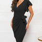 Bodycon Sexy Summer Dress Cocktail Faux Wrap Deep V Neck Ruffle Sleeve Ruched Party Work Formal Wedding Dresses for Women