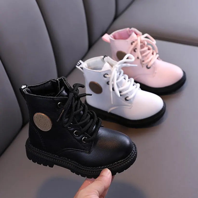 Kids Tide Boots Boys Shoes Autumn Winter Leather Children Boots Fashion Toddler Girls Boots Warm Winter Boots Kids Snow Shoes