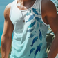Summer Daily Casual Men's Tank Top Hawaiian Style Fish Print Men's Tank Top Seaside Party Men's Fashion Sleeveless T-shirt