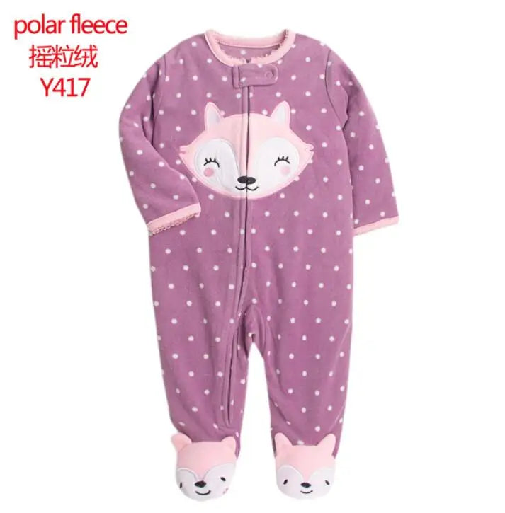 Baby Pajamas Zipper Fleece Newborn Girls Romper Warm Winter Underwear One Piece Overalls Boys Outfits Truck Infants Clothes