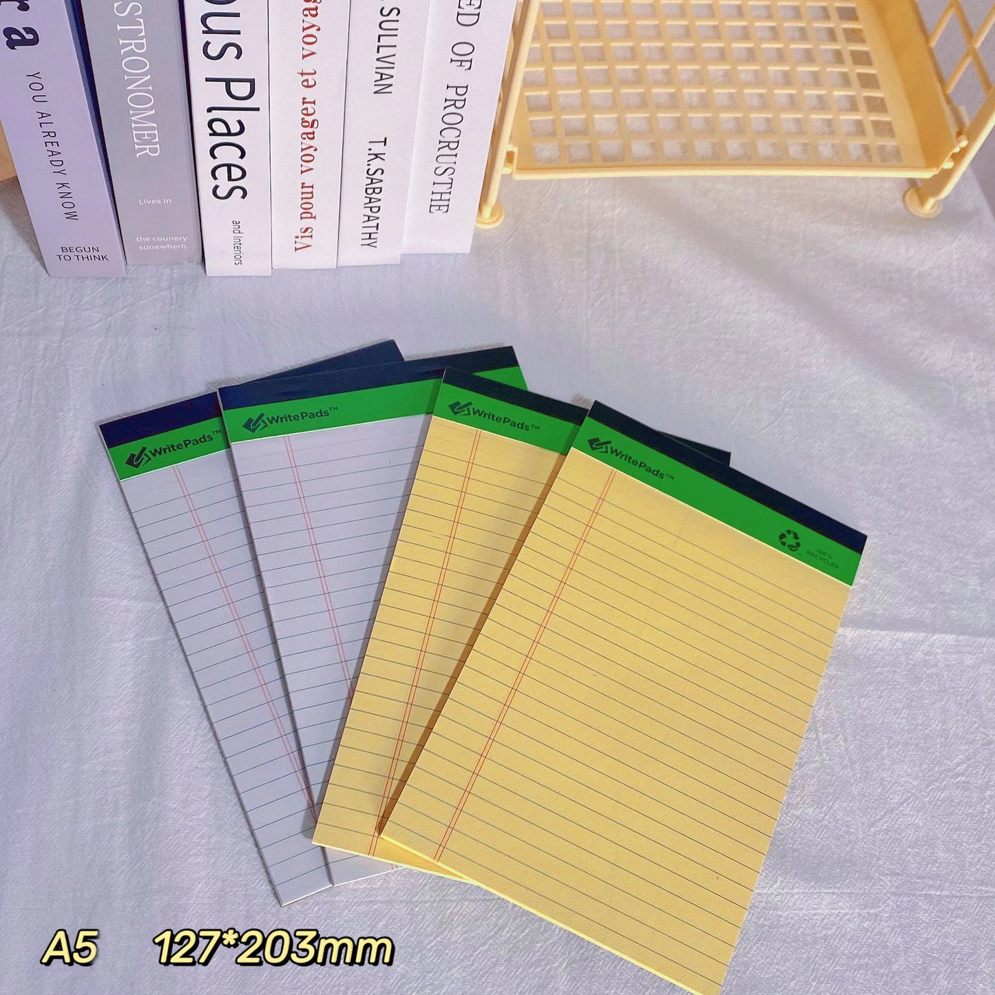 A4 Notepad Tear-Off Notebook 50pages Notepad Daily Schedule Memo Pad To-Do Lined Book White Yellow Paper Student School Supplies