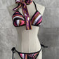 Women Swimsuit Split Swimsuit Bikini Striped Geometry Pattern One-Piece Swimsuit
