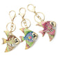 Dalaful Tropical Fish Keyrings Keychains Multicolour Enamel Crystal Goldfish Key Chains Holder Bag Pendant For Car K366