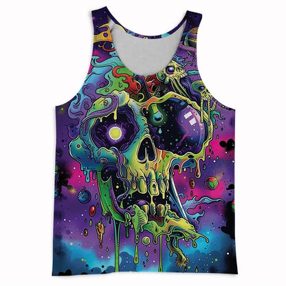 Trend Skull Pattern Tank Top For Men Fashion Summer Sleeveless Abstract 3D Printed Vest Cool Streetwear Hip Hop Undershirts Tank