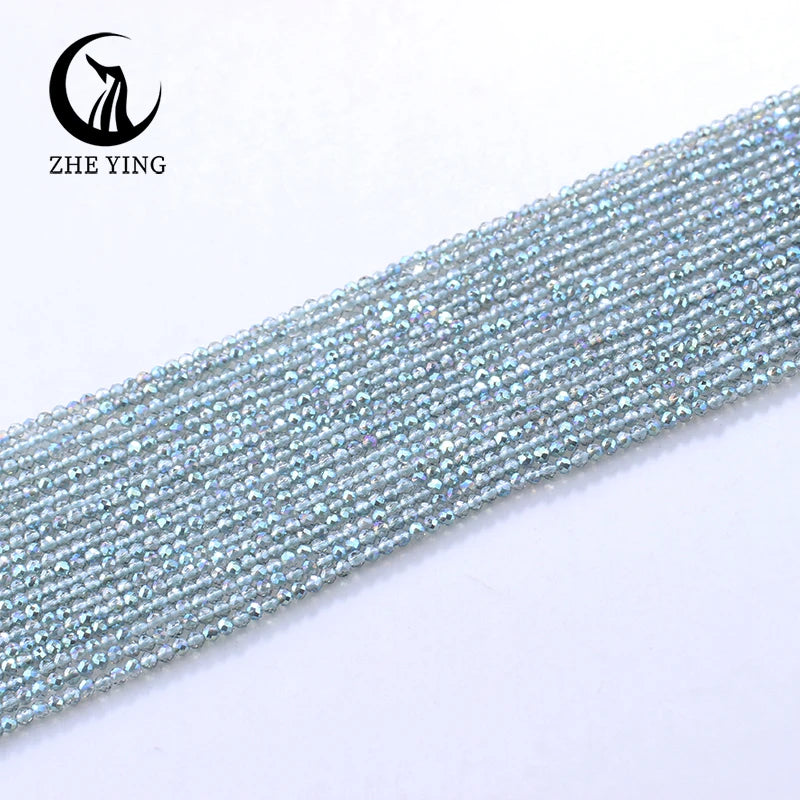 Zhe Ying New 2mm Electroplating AB Crystal Beads Small Loose Faceted Spacer Beads for Jewelry Making DIY Accessories