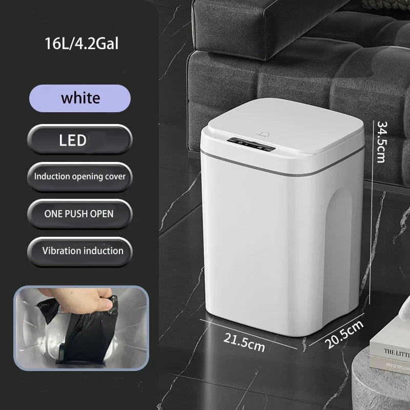 16L Automatic Sensor Trash Can Electric Touchless Smart Bin Kitchen Bathroom Waterproof Bucket Garbage With Lid Home Wastebasket