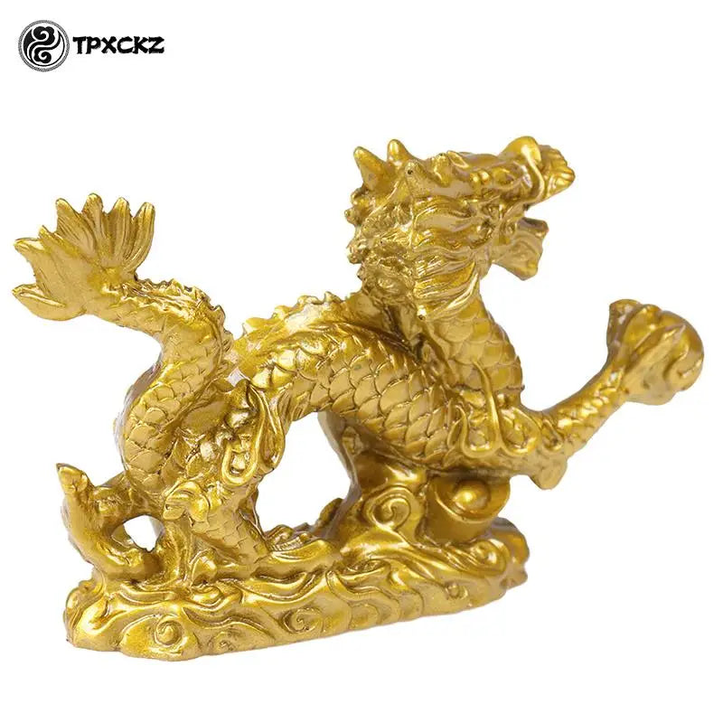 1Pc Good Lucky Golden Dragon Chinese Zodiac Twelve Statue Gold Dragon Statue Animals Sculpture Figurines Desktop Decoration