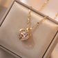 ZAKOL Gorgeous Colorful Zircon Love Heart Pendant Necklace For Women Fashion Stainless Steel Neck Chain Jewelry Gift