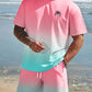 2 Piece Summer Casual Everyday Men's Short Sleeve Shorts Set Hawaiian Print Men's T-shirt Outdoor Sports Men's Beach Shorts