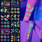 12/24pcs Luminous Temporary Tattoos Stickers UV Neon Fluorescent Glow in the Dark For Body Face Tattoo Stickers Party Accessorie