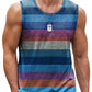 Retro Striped Graphic Tank Tops For Men Fashion Casual Summer Sleeveless 3D Printed Vest Loose Crew Neck Quick Dry Sports Tees