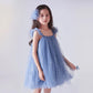 Girls Blue Sequin Summer Dress Kids Evening Party Mesh Princess Costume Toddler Girl Holiday Casual Clothes for 3 4 5 6 7 8 Year