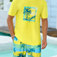 2 Piece Summer Casual Everyday Men's Short Sleeve Shorts Set Hawaiian Print Men's T-shirt Outdoor Sports Men's Beach Shorts