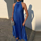 Women Sexy Off Shoulder Gala Dress New 2025 Elegant Solid Swing Loose Party Dress Spring Female Halter Slim Banquet Long Dress