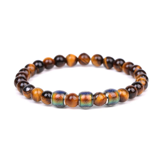 Tiger Eye Stone Smart Discolor Bracelets Mood Emotion Feeling Change Jewelry Nature Hematite Beads Temperature Sensing Bracelets