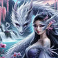 Woman and Dragon Large Size Diy Diamonds Painting Wild Animals Elephant Full Drill Mosaic Embroidery Elf Pictures 200x100cm
