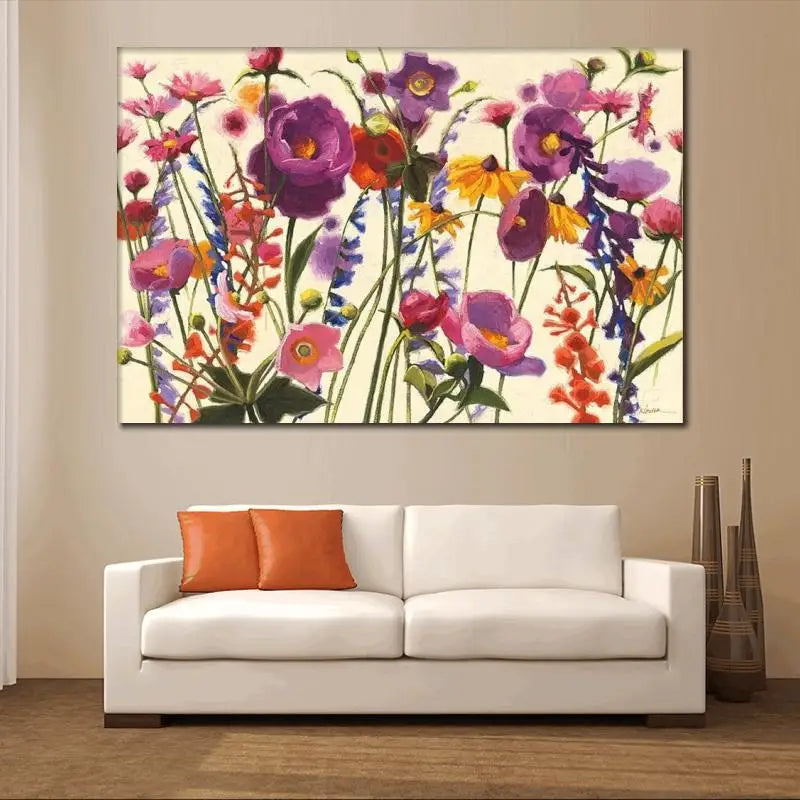 Flower Beautiful Canvas Wall Art Handmade Modern Painting Picture for Living Room Decor Couleur Printemps Abstract Artwork