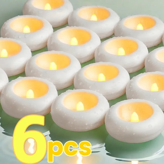 1/3/6 Pcs LED Floating Candles 7.3cm Flameless Plastic Floating Tea Lights for Bathtub Swimming Pool Vase Centerpiece Decoration