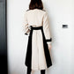 DEAT Woman Trench Coat Color Block With Belt Notched Full Sleeve Elegant High Street Style 2024 New Autumn Fashion 15TT172