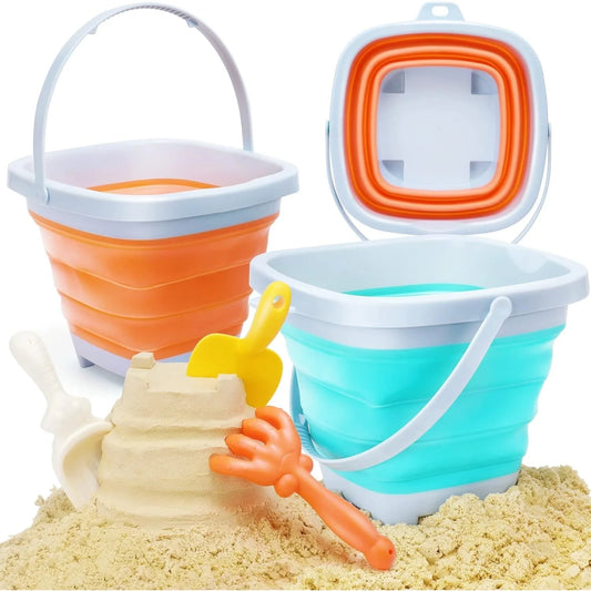 Beach Toys for Kids Sand Toys Set for Toddlers Sandbox Toys with Collapsible Bucket Shovel Rake Set Sand Molds Summer Outdoor