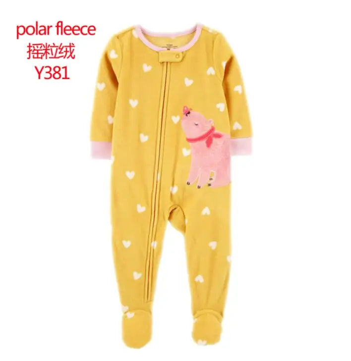 Baby Pajamas Zipper Fleece Newborn Girls Romper Warm Winter Underwear One Piece Overalls Boys Outfits Truck Infants Clothes