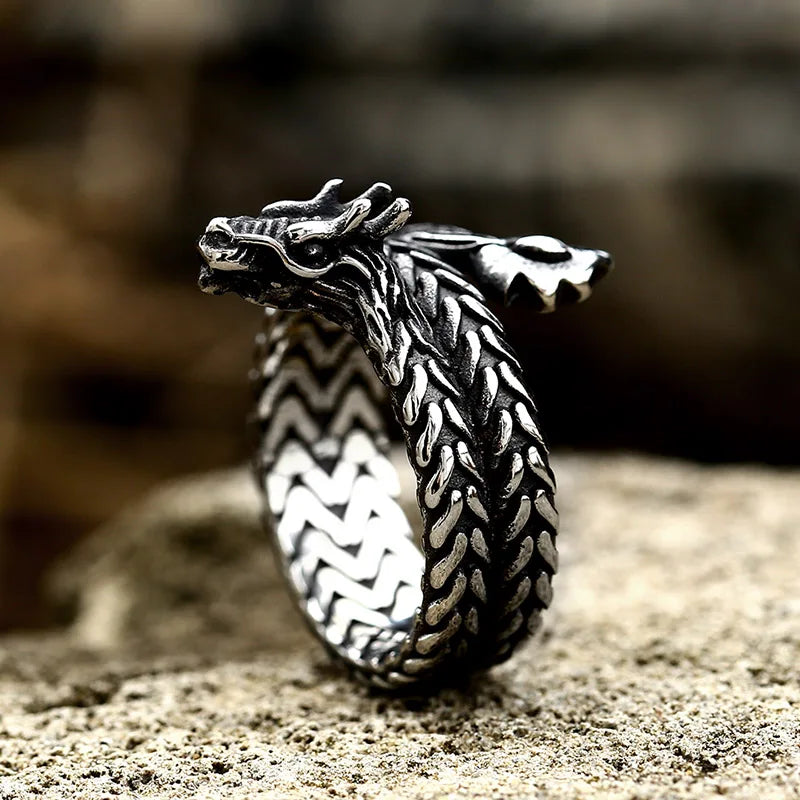 Beier 2022 New Creative Designs 316L Stainless Steel Viking Dragon Ring For Men Vintage Dragon Scale Jewelry