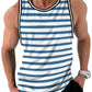 Mens Retro Stripe 3D Printed Tank Tops Fashion Summer Sleeveless Casual Sports Vest Loose Quick Dry Breathable Tees Clothes