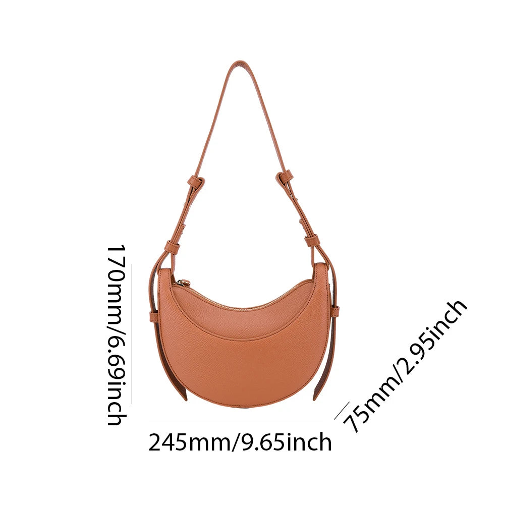 Women Tote Bags Casual Hobo Bag Luxury Brand Handbag Large Capacity PU Half Moon Crescent Bag Saddle Shoulder Bag Commuting Bag