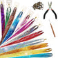 AZQUEEN Long Sparkle Shiny Hair Tinsel Rainbow Silk Hair Extensions Dazzles Women Hippie For Braiding Headdress 120Strands/bag