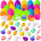 24PCS Easter Fillable Eggs Candy Gift Packaging Box Empty Plastic Opening Easter Egg Home Decoration Kids Party Favors DIY Toy