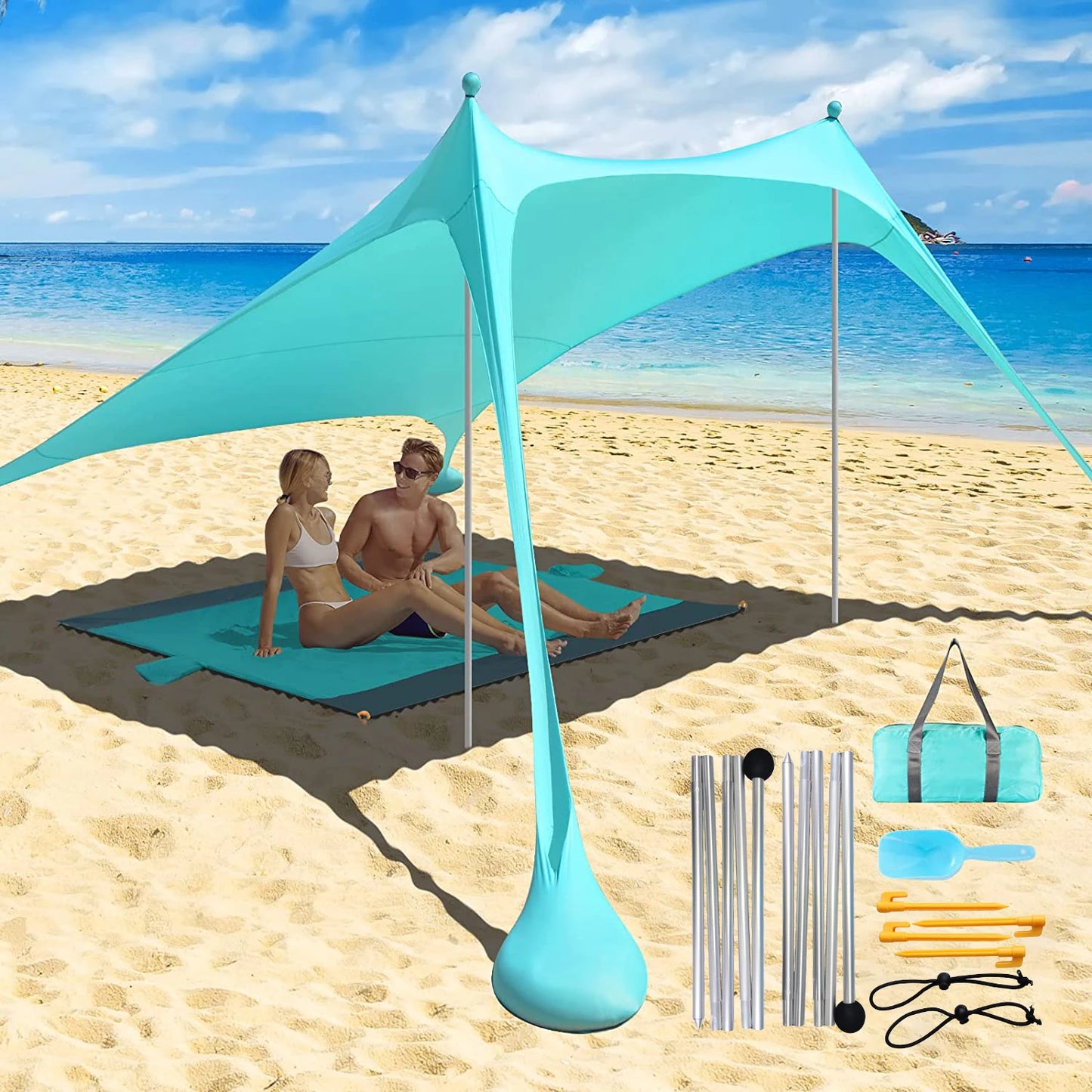 210*160*160cm Lightweight Beach Sunshade Awning Portable Sun Shade Tent Large Family Canopy For Outdoor Camping Fishing