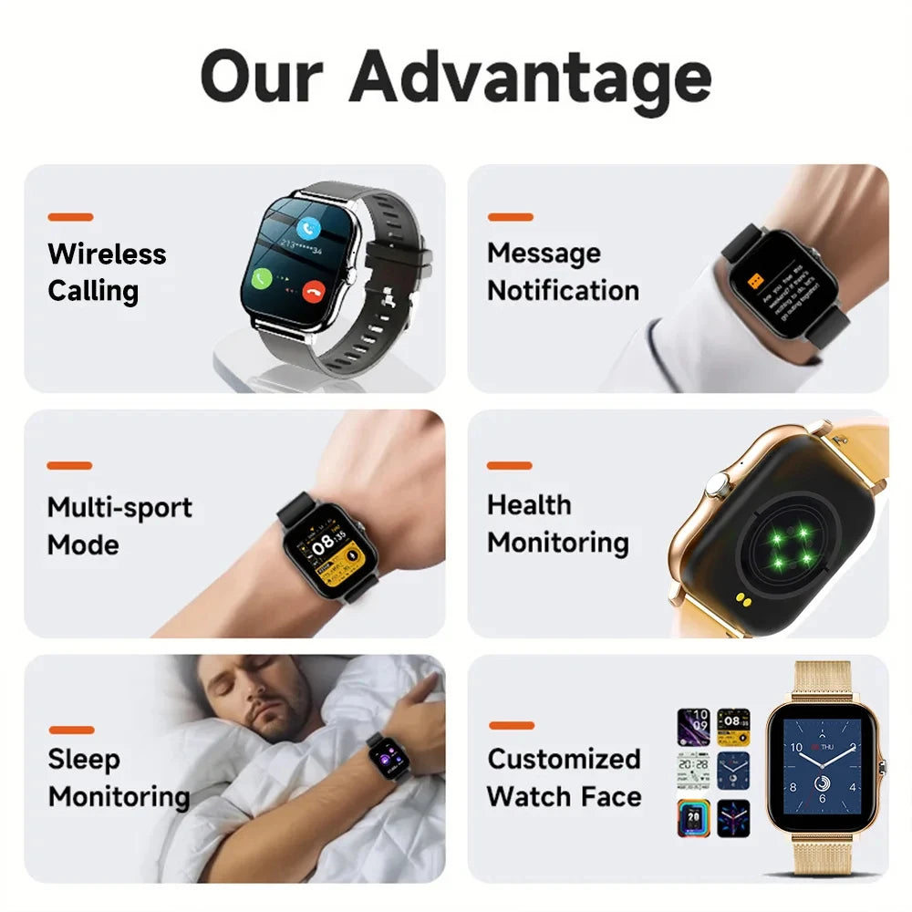 2024 Smart Watch Android Phone 1.44'' Inch Color Screen Bluetooth Call Blood Oxygen/Pressure Monitoring Smart Watch Women Men