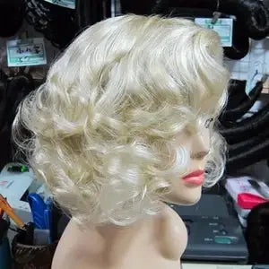 Cosplay Marilyn Monroe Party Anime Wigs Perruque Cheveux Humain Synthetic Wig For Women Light Blonde Wavy Curly Short Hair Wigs