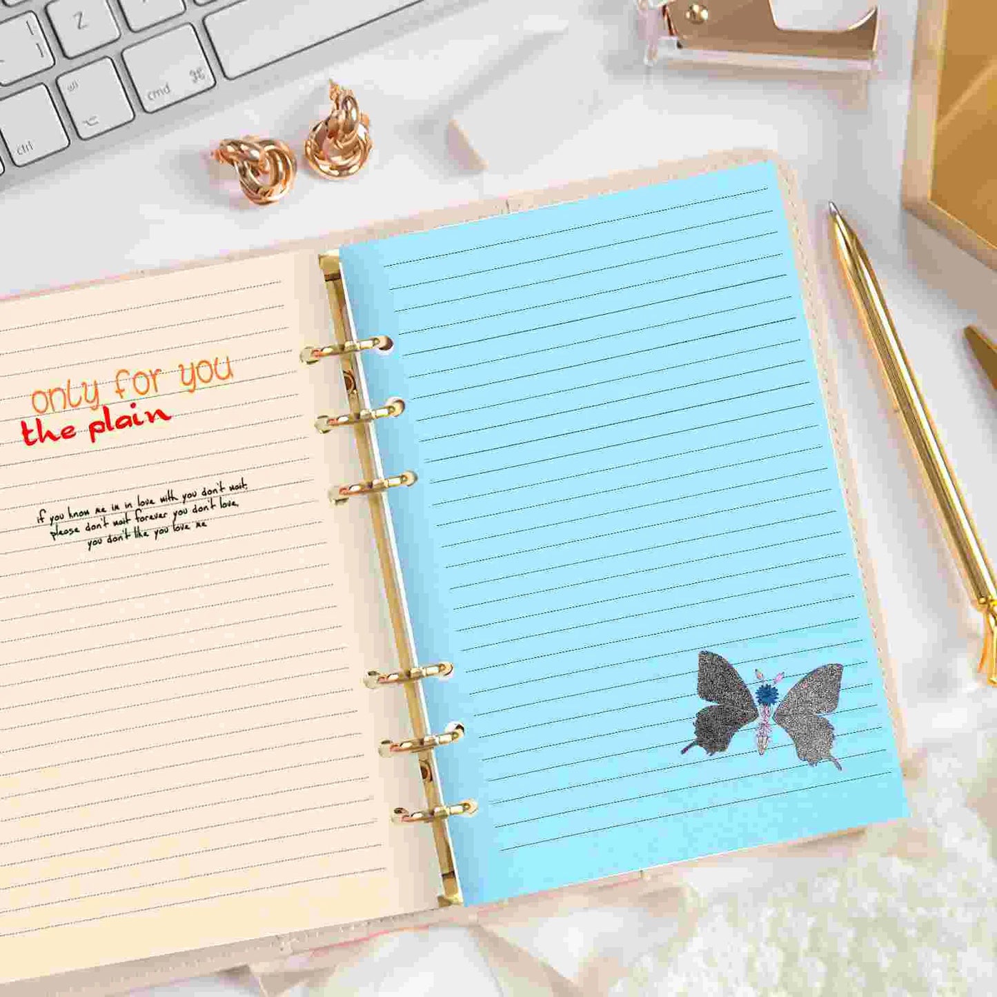 50 Pcs Journal Book Colorful Live The Notebook A5 6-hole Binder Paper Lined Inserts Refills Holes Loose Leaf