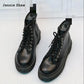 Womens Ankle Boots Black Medium Heel Lace Up Bottes Sexy