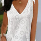 Elegant Dresses V-Neck Eyelet Embroidery Tied Detail Sleeveless Mini Straight Dress Vacation Fashion Summer Dress DF4987