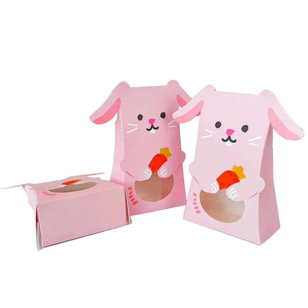 10/30pcs Cute Cartoon Bunny Rabbit Shaped Paper Gifts Box Candy Biscuit Snack Box Kids Happy Easter Party Decoration Supplies