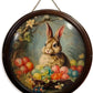 Round Wooden Sign Easter Bunny Art Logo Decoration, Suitable for Bar Home Living Room Room Courtyard Wall Decoration