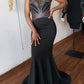 Znaiml Elegant Celebrities Evening Maxi Dress Women's Black Mesh Rhinestones Crystal Birthday Party Trumpet Mermaid Robe Luxury