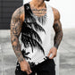 Palm Tree Graphic Tank Top For Men 3D Print Sleeveless Beach Hemp Palm Pattern Tops Paint Vest Hawaii Colorful Pigment T-shirt