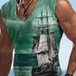 Sailor Suit 3D Ship Print T Shirt Men's Quick Dry Sleeveless Tank Top Oversized Fitness Sports Shirt Men's Design Clothing
