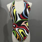 Women Swimsuit Split Swimsuit Bikini Striped Geometry Pattern One-Piece Swimsuit