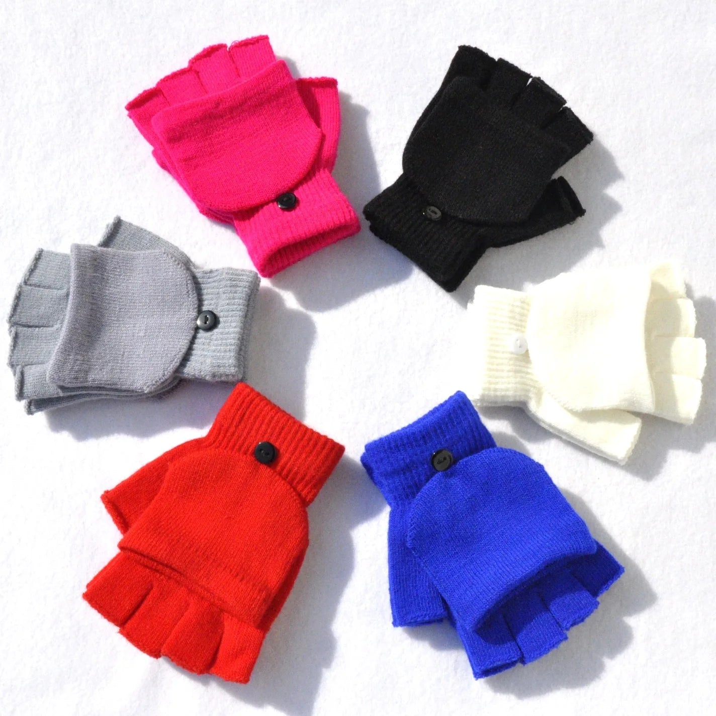 Knitted Flip Cover Half Finger Gloves Winter Women Men Student Solid Warmer Gloves Girl Mittens Female Lady Cycling Gloves New