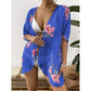 Women'S Summer Beach Kimono Cardigan Floral Print Chiffon Loose Top Bikini Cover Up Sexy Transparent Shawl Oversize Cardigan