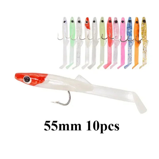 Afishlure Soft Eel White Raglou Fishing Lure Sea Small Game Bait 55mm 0.9g x10 Paddle Tail Mackerel Killing