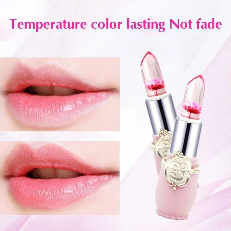 Crystal Jelly Flower Lipstick Temperature Color Changing Lip Balm Makeup Moisturizing Long Lasting Magic Lipsticks