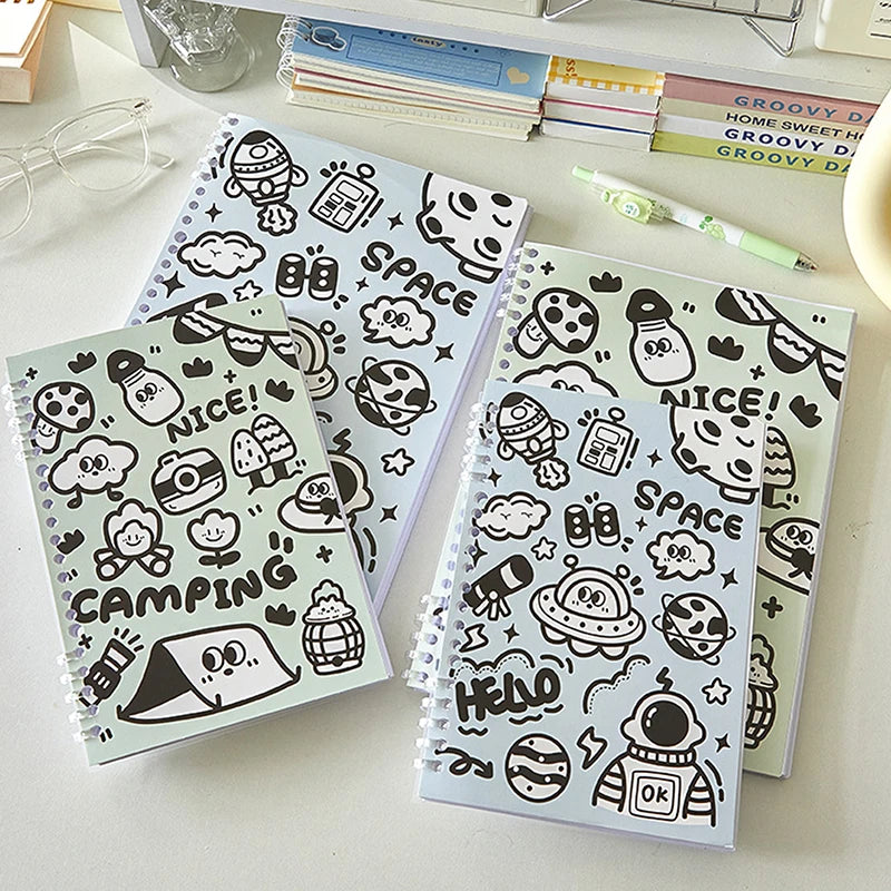 Cartoon Graffiti B5 Loose-leaf Book Ins Style Notebook Cute A5 Hand Ledger Cores Reusable Notepad Horizontal Line Notebook