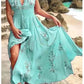 Women's Sexy Summer Print Beach Holiday Long Dresses Fashion Deep V Neck High Waist Lace Up Slim Elegant Female Bohemian Dress